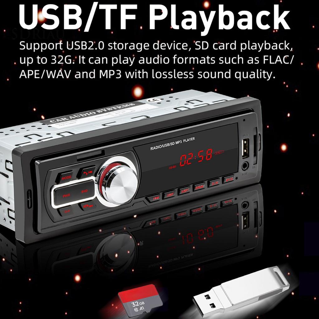 *QCDZ* 5208E Universal Handsfree Car MP3 Player Compact Bluetooth FM Radio Player Supporting U Disk TF Card AUX for 12V Automobiles