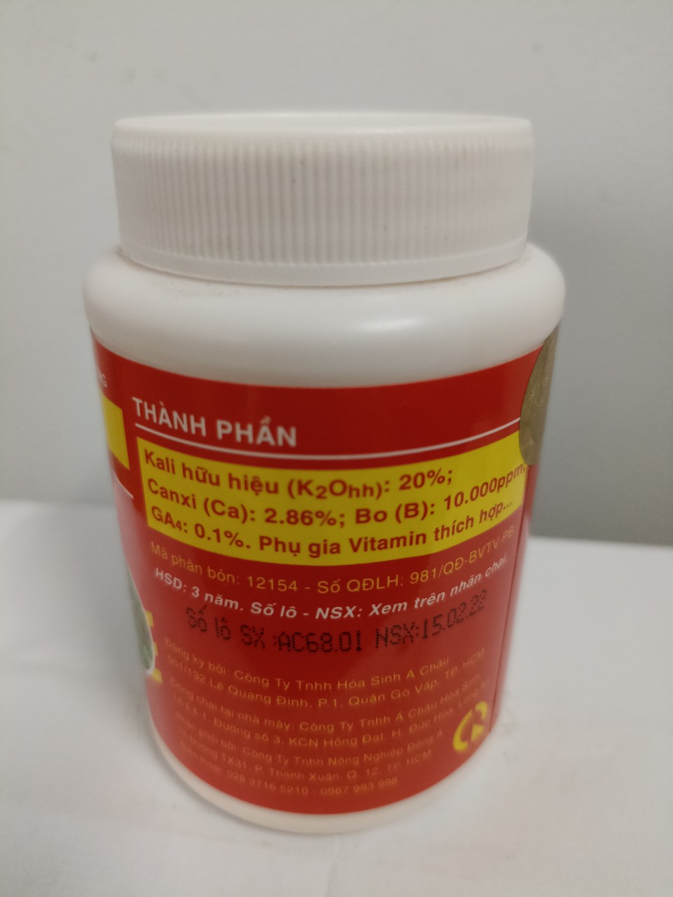 Phân bón lá AC S.UPER K-CA có chất điều hoà tăng trưởng - chai 100 gram