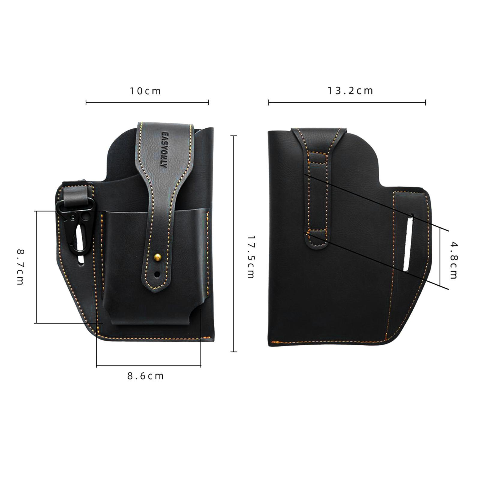 Vintage Men Waist Multifunction PU Leather Phone Case Waist Cover , Black