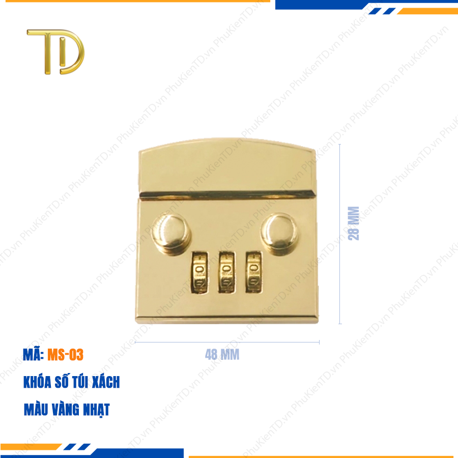 Khóa số túi xách, Khóa 3 số túi xách cao cấp công nghệ mạ điện độ bền 5-8 năm