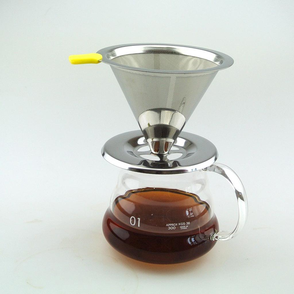 2x Stainless Pour Over Drip Mesh Coffee Tea Cone Filter Holder Maker #2 115mm