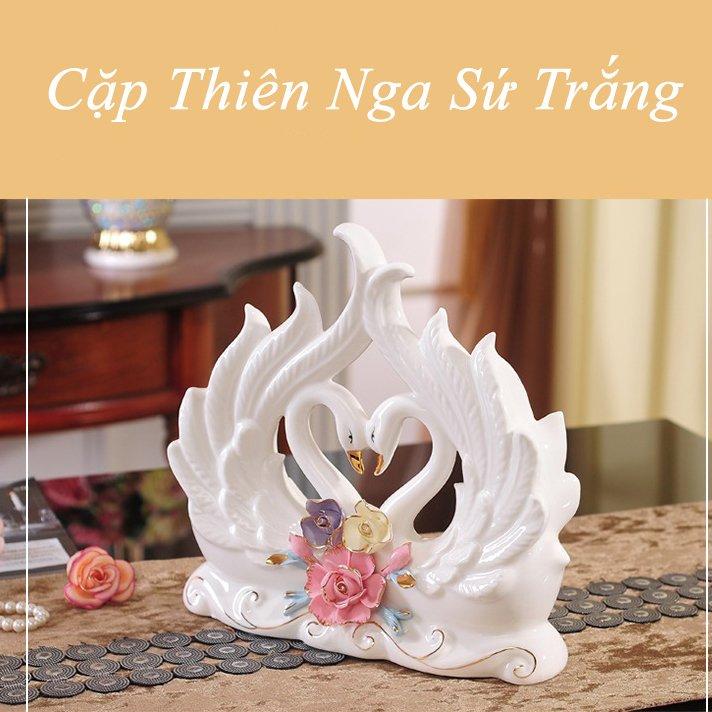 Cặp Thiên Nga Gốm Sứ Trắng