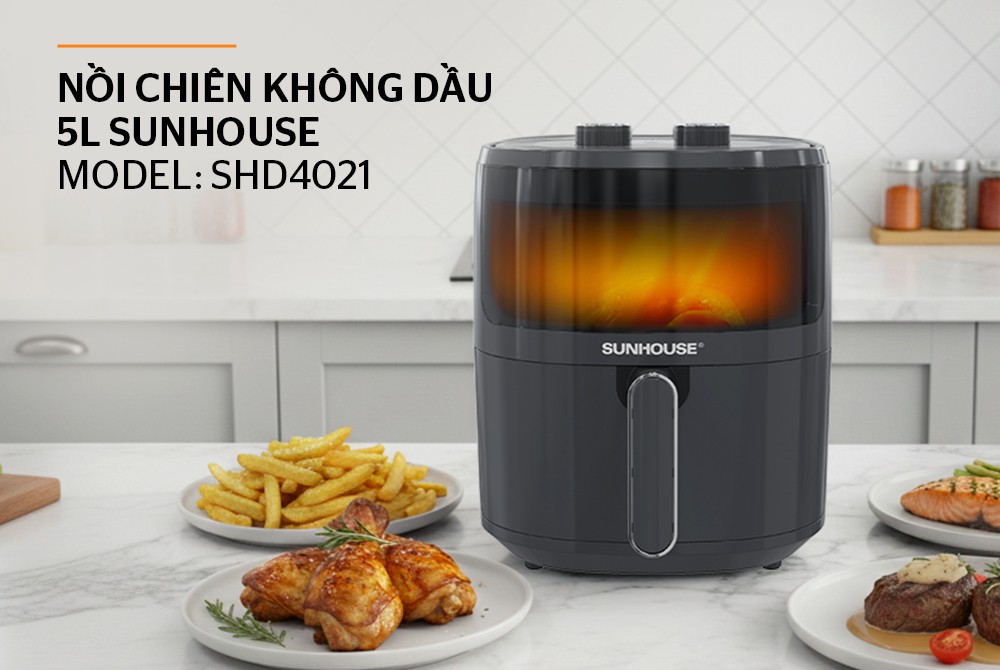 [Hàng chính hãng] Nồi chiên không dầu 5L Sunhouse SHD4021