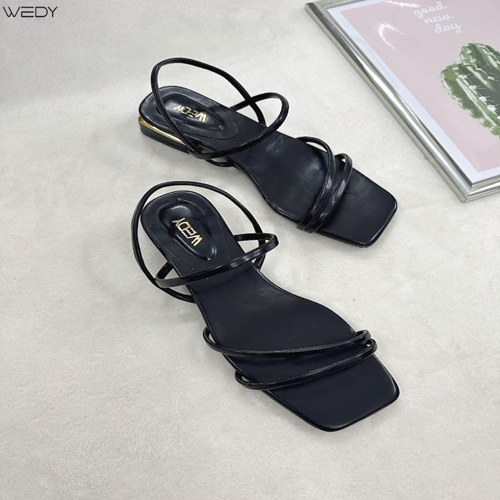 Giày Sandal Quai Mảnh Hở Ngón Đế Bệt, Sandal Quai Chéo Da Mềm Gót 3 Phân WD2321