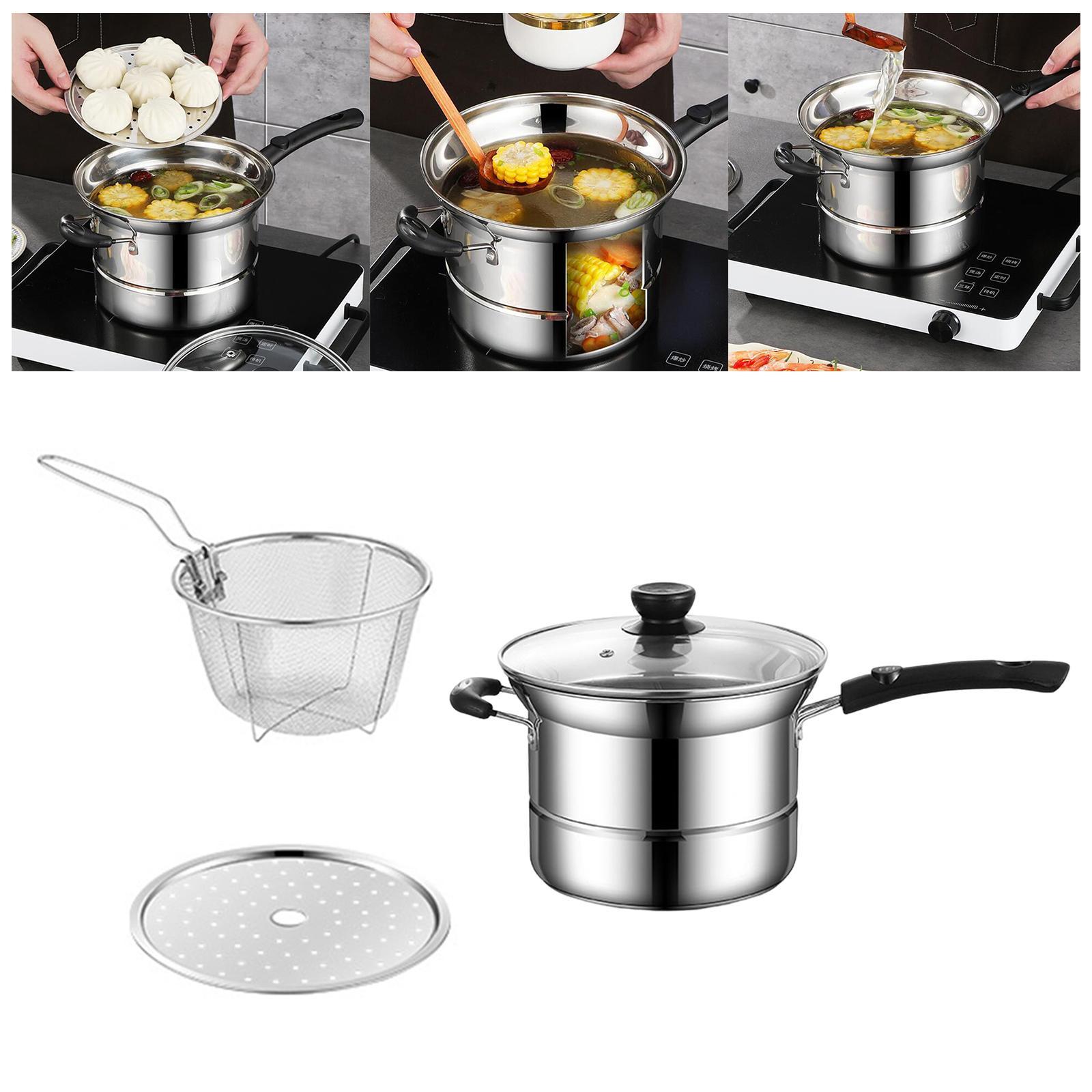 Stainless Steel Sauce Pan, Universal Utensils with Lid Handle Milk Pan Small Pot for Cooking Restaurant Party Indoor Outdoor Dining Room