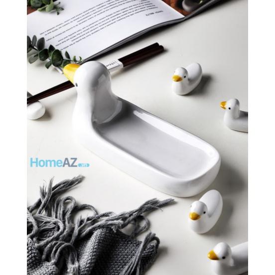 Đồ gác đũa muỗng, kê đũa bằng sứ hình đàn vịt siêu dễ thương Cute Duck mã AZDTT002