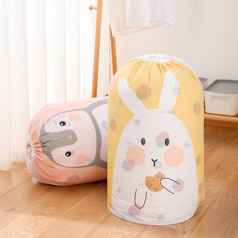 Túi vải đựng quần áo, chăn màn cỡ lớn PEVA không thấm nước dây rút tiện lợi