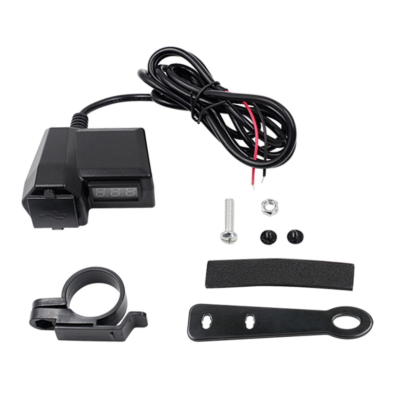 Motorcycle USB Charger Handlebar or Rear View Mirror Mounting Power Adapter