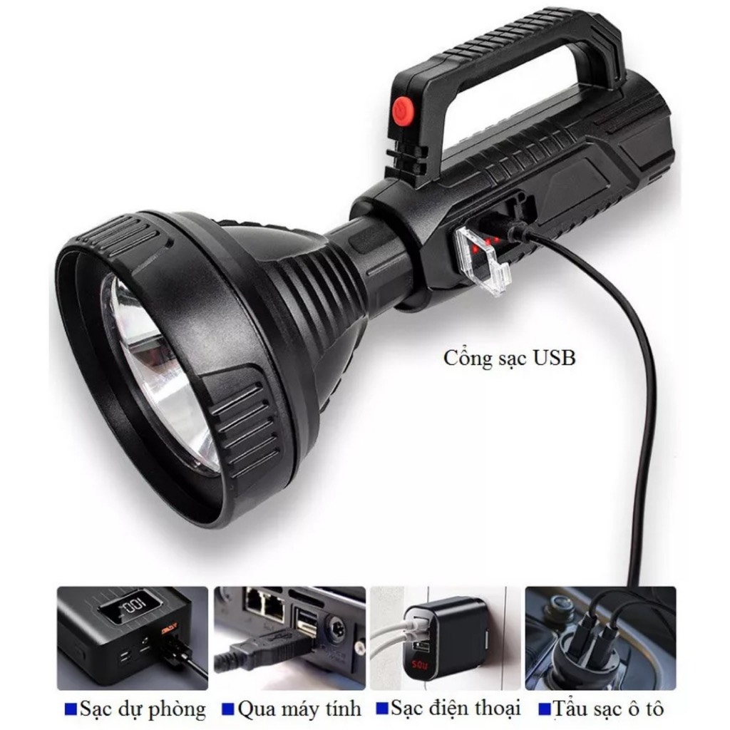Đèn Pin Siêu Sáng Cầm Tay Chiếu Xa 500M , Pin Trâu , Chông Nước , 3 Chế Độ - Gia Dụng An TÂm