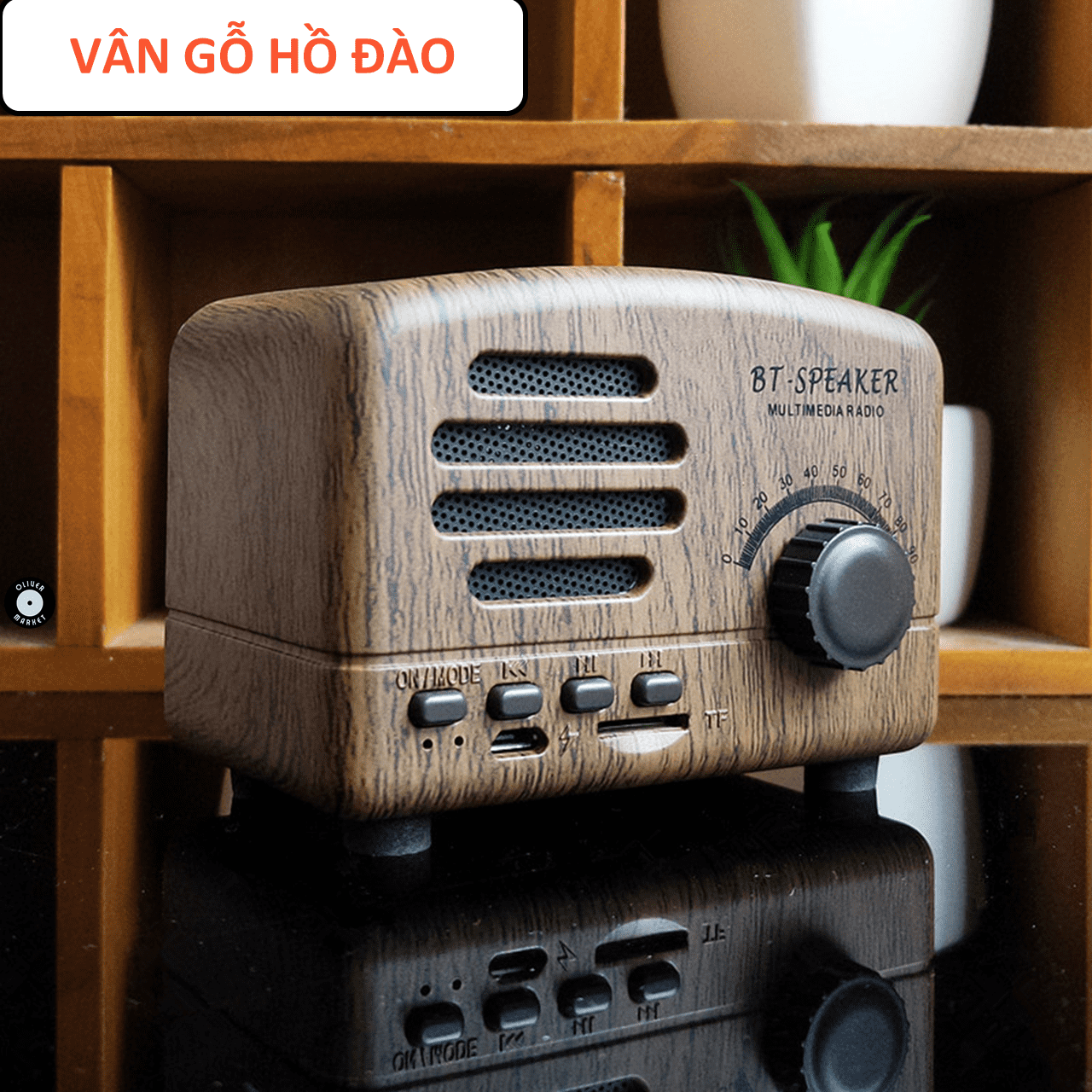 Loa Bluetooth Mini OLIVER BT01 Loa Vân Gỗ Cổ Điển Đồ Decor Bàn Học Trang Trí Phòng Ngủ Loa Laptop Retro Vintage Làm Quà Tặng