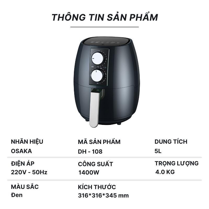 Nồi Chiên Không Dầu Osaka Dung Tích 6 Lít Cao Cấp