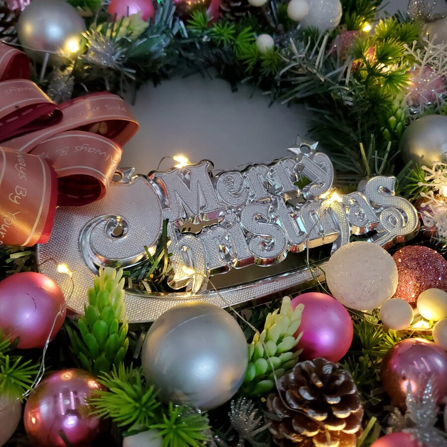 Vòng Hoa Trang Trí Noel D53 size 40cm Tặng Kèm Đèn Vòng Nguyệt Quế Giáng Sinh
