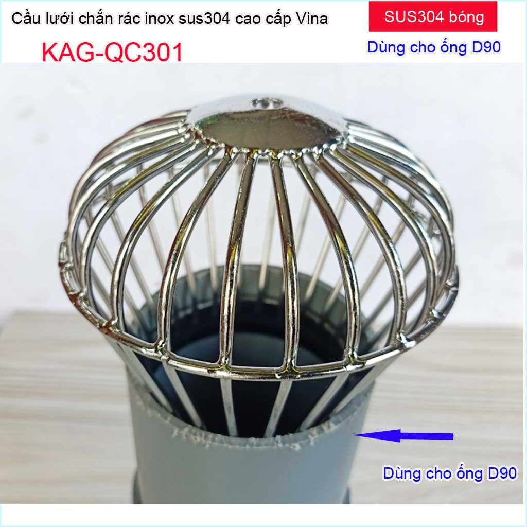 Quả cầu lưới Inox 304 kiếu đế thấp, chắn rác sân thượng, chặn rác thoát nước mưa D60-D90