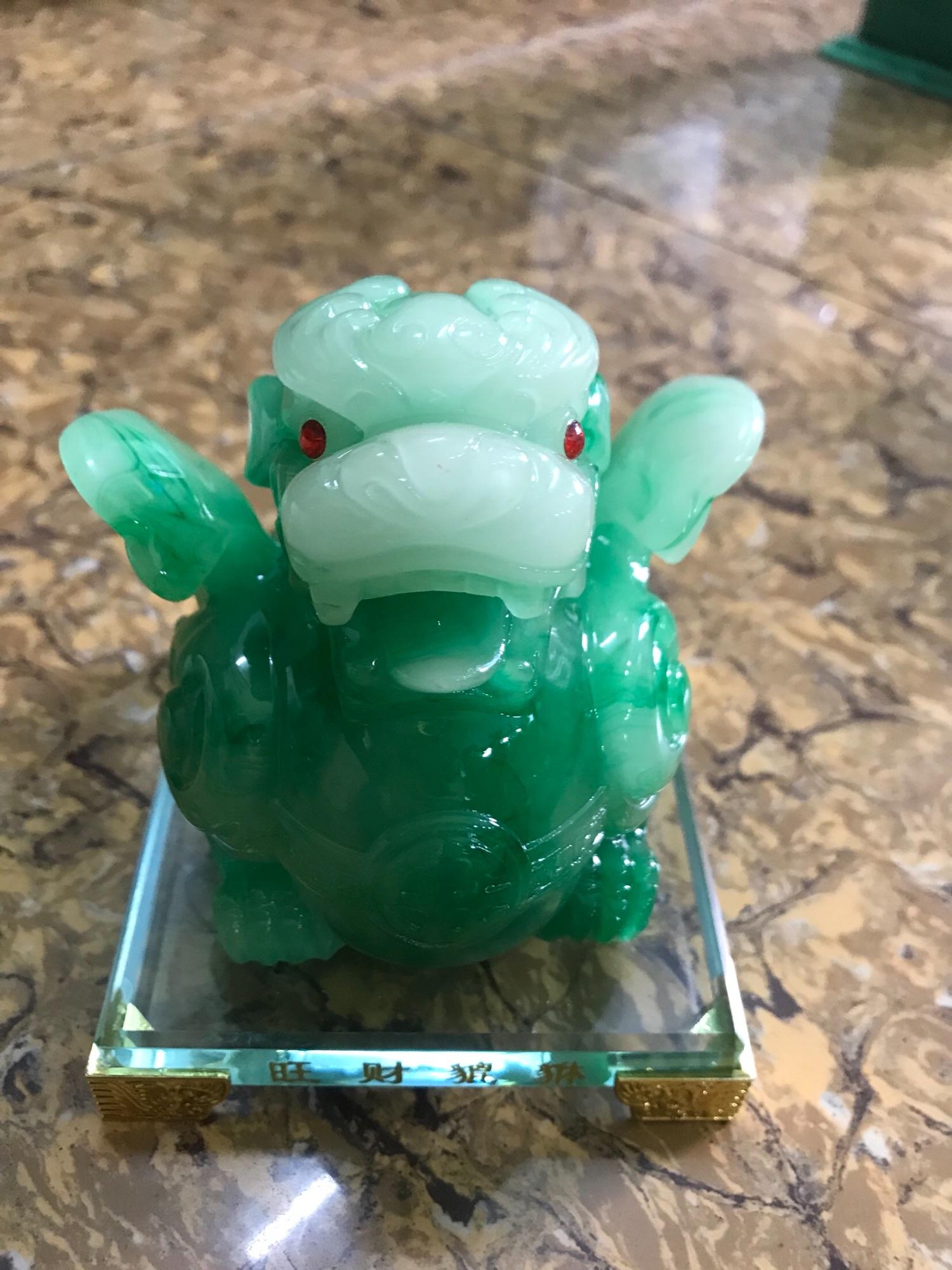 Tượng Con Tỳ Hưu Xanh Có Cánh Ú Đế Kiếng Size Đk 10cm Cao 12cm Anh Chị để bàn làm việc bàn thờ thần tài mệnh mộc mệnh hỏa hợp may mắn tài lộc