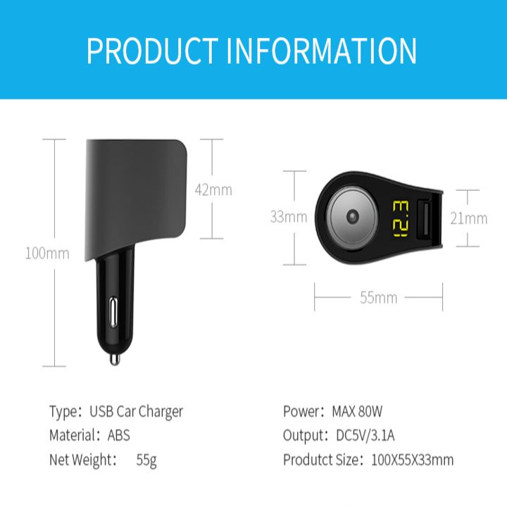 Tẩu sạc ô tô nhãn hiệu Hyundai HY-10 công suất 80W, một đầu chia tẩu và 3 cổng usb - Hàng nhập khẩu