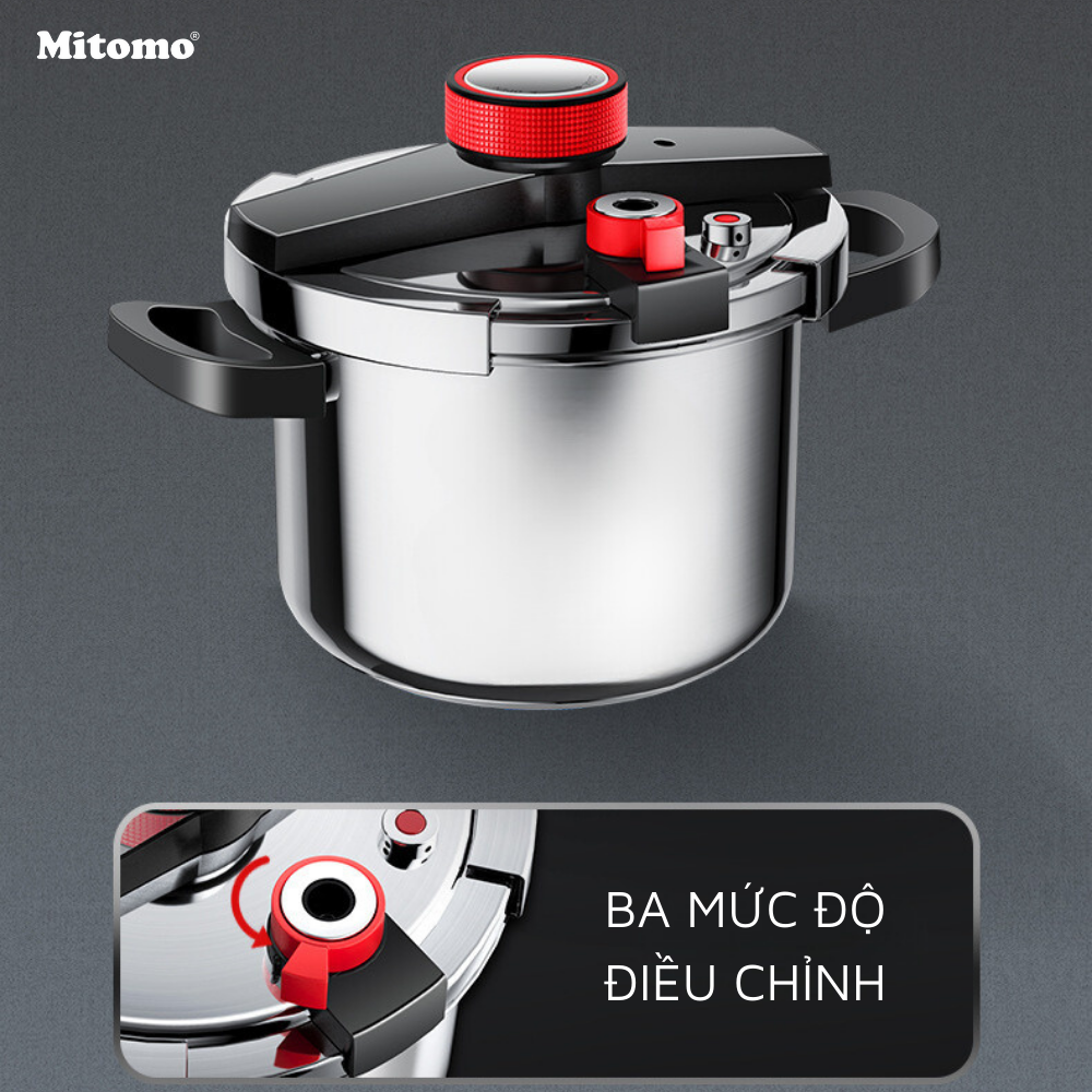 Nồi áp suất inox đáy từ cao cấp Mitomo 304AEU, nấu trên mọi loại bếp - Hàng chính hãng bảo hành 12 tháng