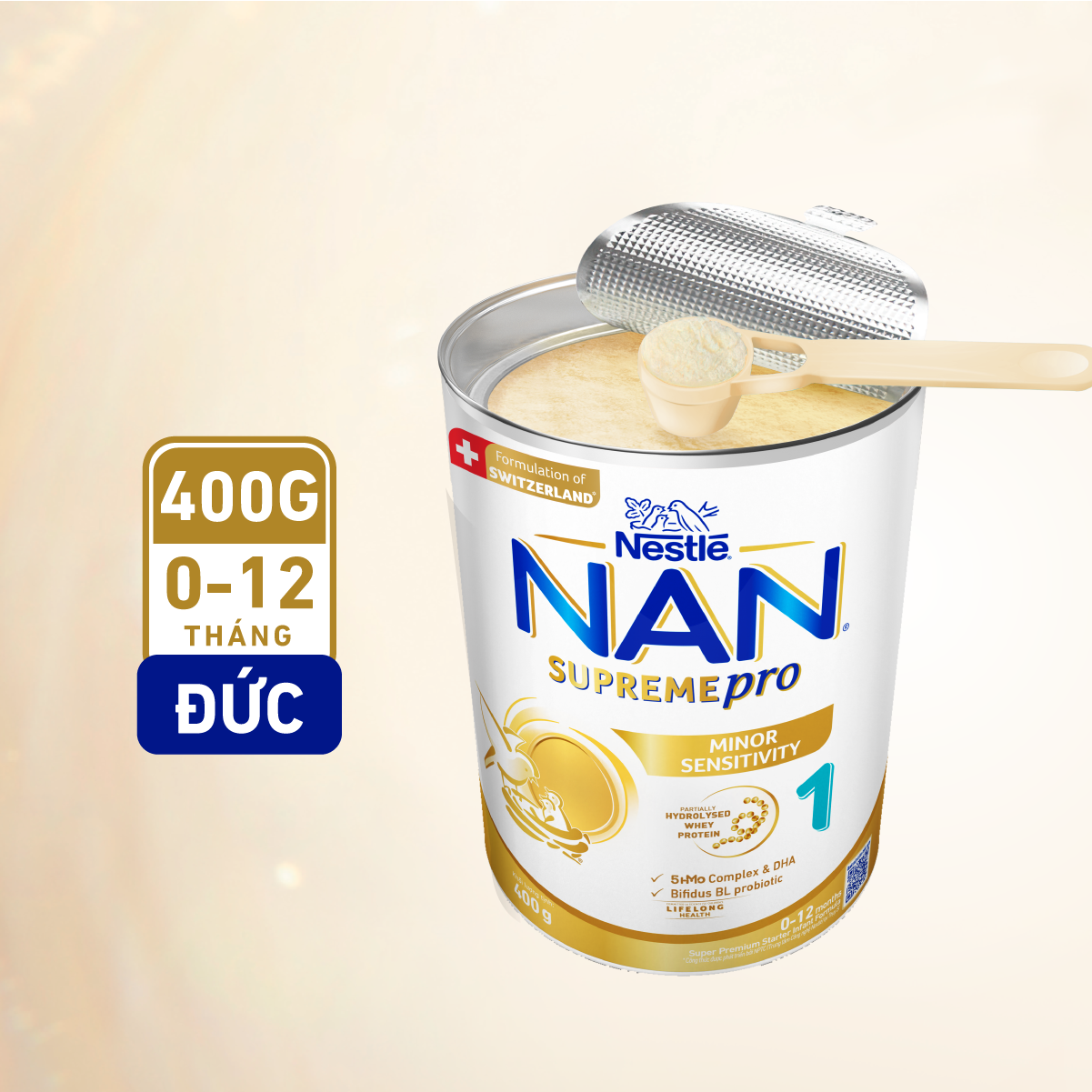 Sữa bột Nestlé NAN SUPREMEPRO 1 400g nhập khẩu Đức với 5HMO &amp; đạm Gentle Optipro ( Dành cho trẻ từ 0 - 12 tháng tuổi)