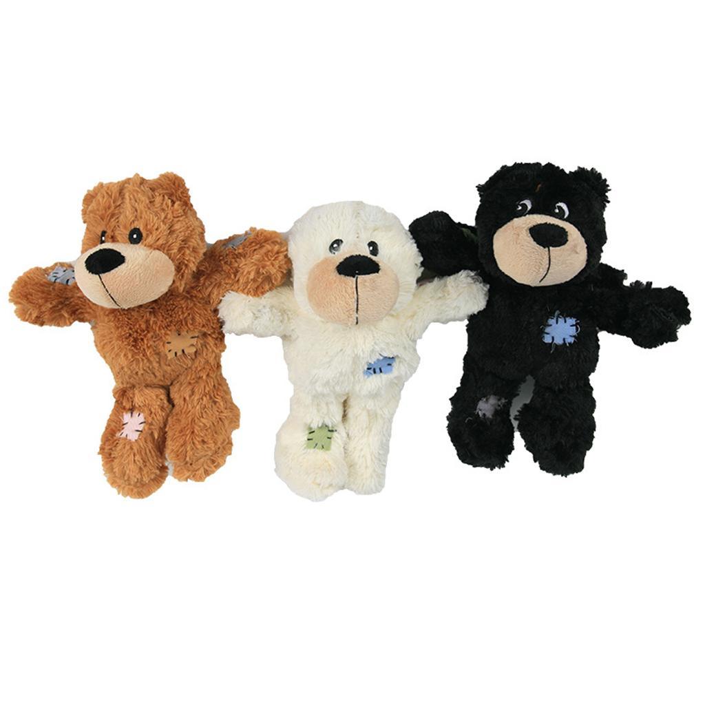 Cute Bear Design Dog Chew Squeaky Plush Toy Pet Bite Resistance Toy Black