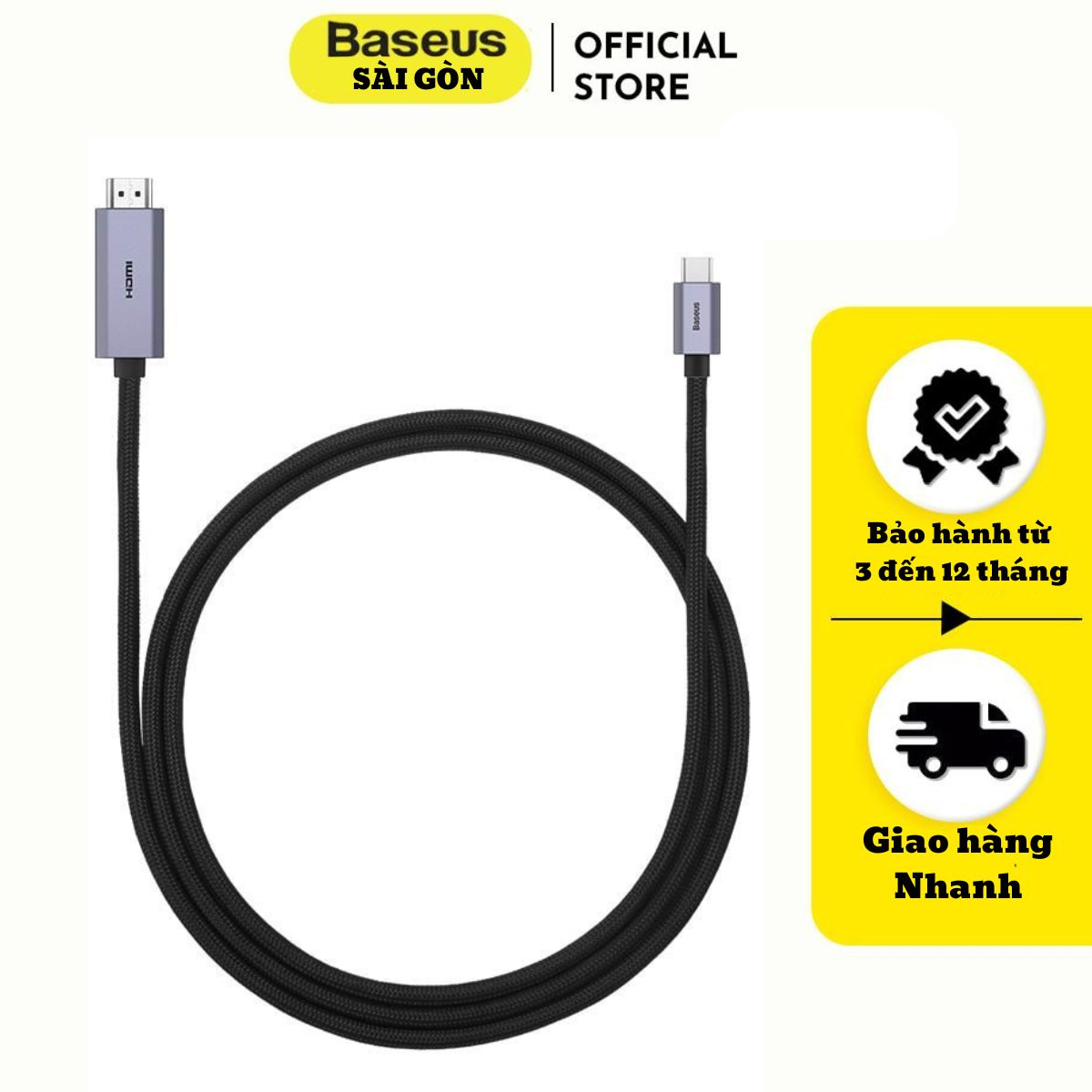 Cáp chuyển Type C sang HDMI siêu nét Baseus High Definition Series Graphene (Type-C to HDMI 4K/60Hz Adapter Cable) WKGQ010101- Hàng chính hãng