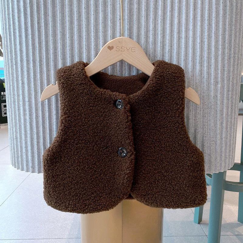 Áo gile hai cúc, áo gile lông cừu giữ ấm tốt, đủ màu cho bé trai &amp; gái, mẫu mới 2021