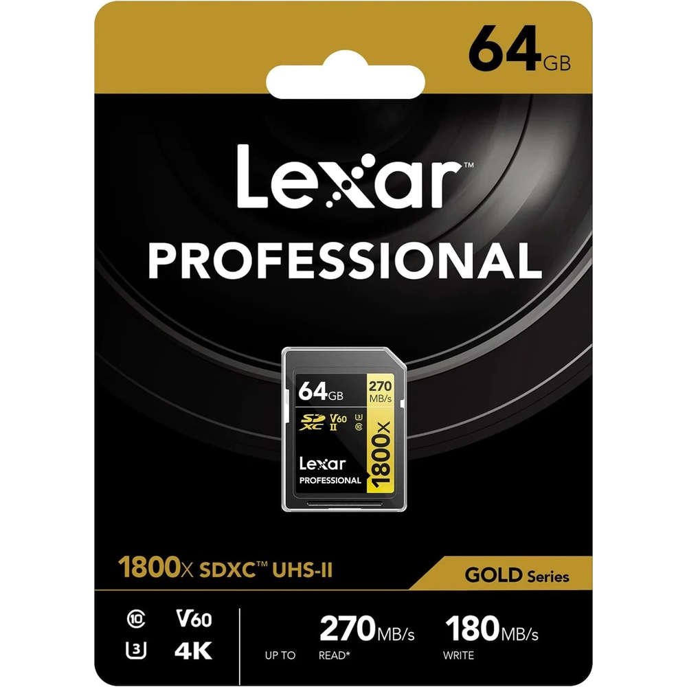 Hình ảnh Thẻ nhớ máy ảnh / máy quay phim Lexar Professional 1800x SDXC UHS-II U3 V60 - Chất lượng video 4K, tốc độ đọc 270mb/s - Hàng chính hãng