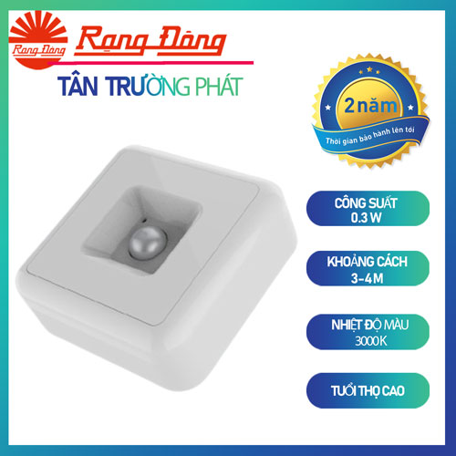 Đèn ngủ cảm biến Rạng Đông Model: ĐN01.PIR 65x65/0.3W