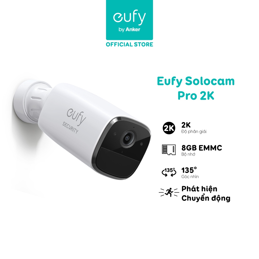 Camera Giám Sát EUFY SECURITY Solo Pro 2K/ 2C Pro (2 Kit) 2K, Camera ngoài trời không dây, dùng pin, hàng chính hãng phân phối