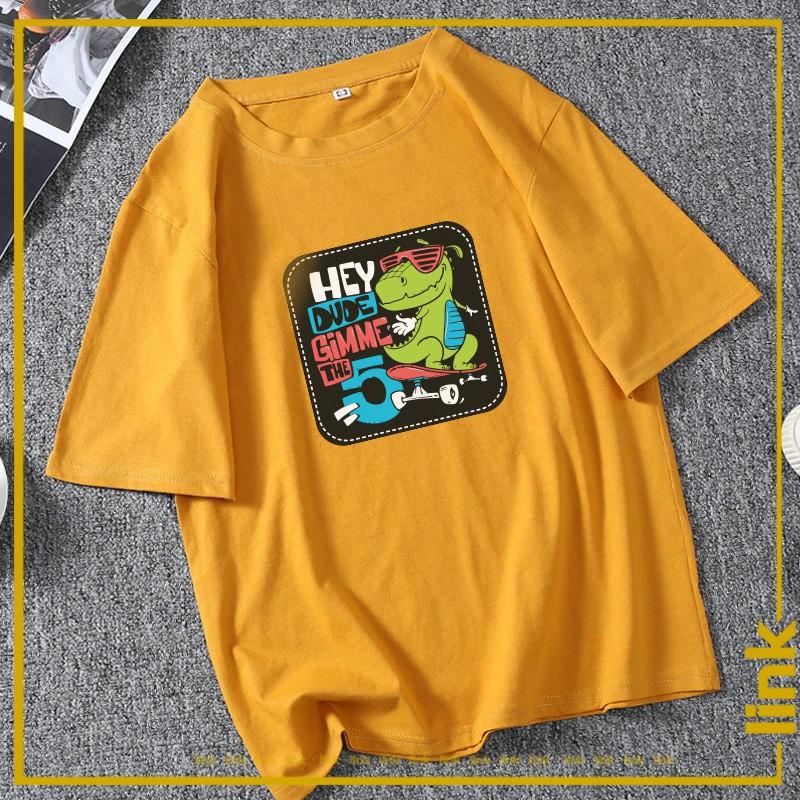 Áo thun tay lỡ KHỦNG LONG TRƯỢT VÁN siêu ngộ nghĩnh dáng rộng unisex