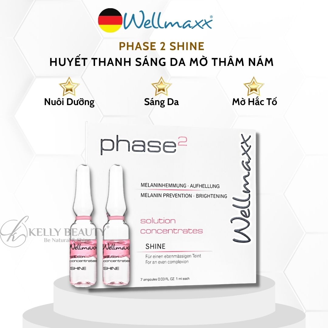 Huyết Thanh Sáng Da Phase 2 Shine WELLMAXX - Sáng Da, Ngừa Tăng Sắc Tố, Mờ Thâm Nám; Phục Hồi Da Sau Peel | Kelly Beauty