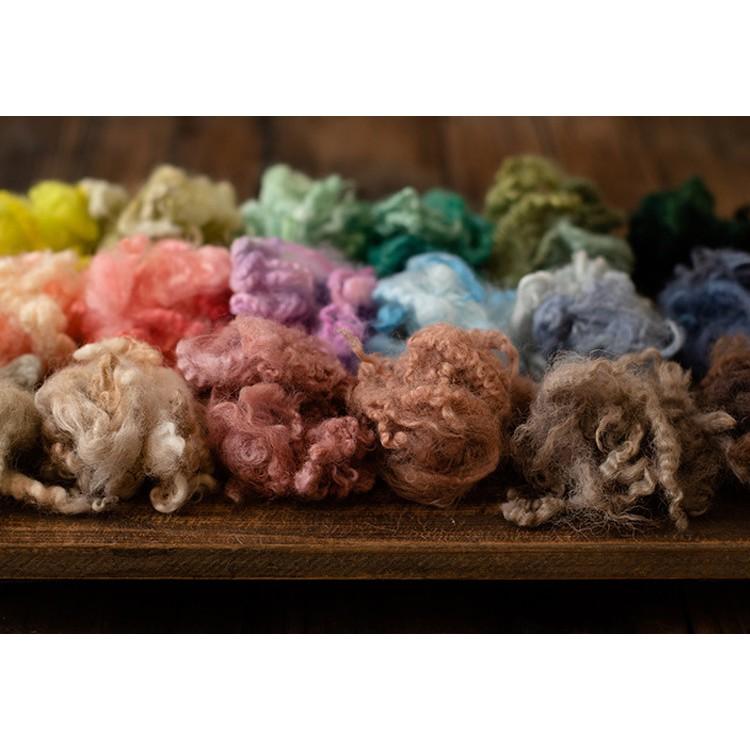 Len chọc xoăn tự nhiên để làm lông thú cún cưng, poodle, cừu, động vật 2 màu, needle felting curly wool