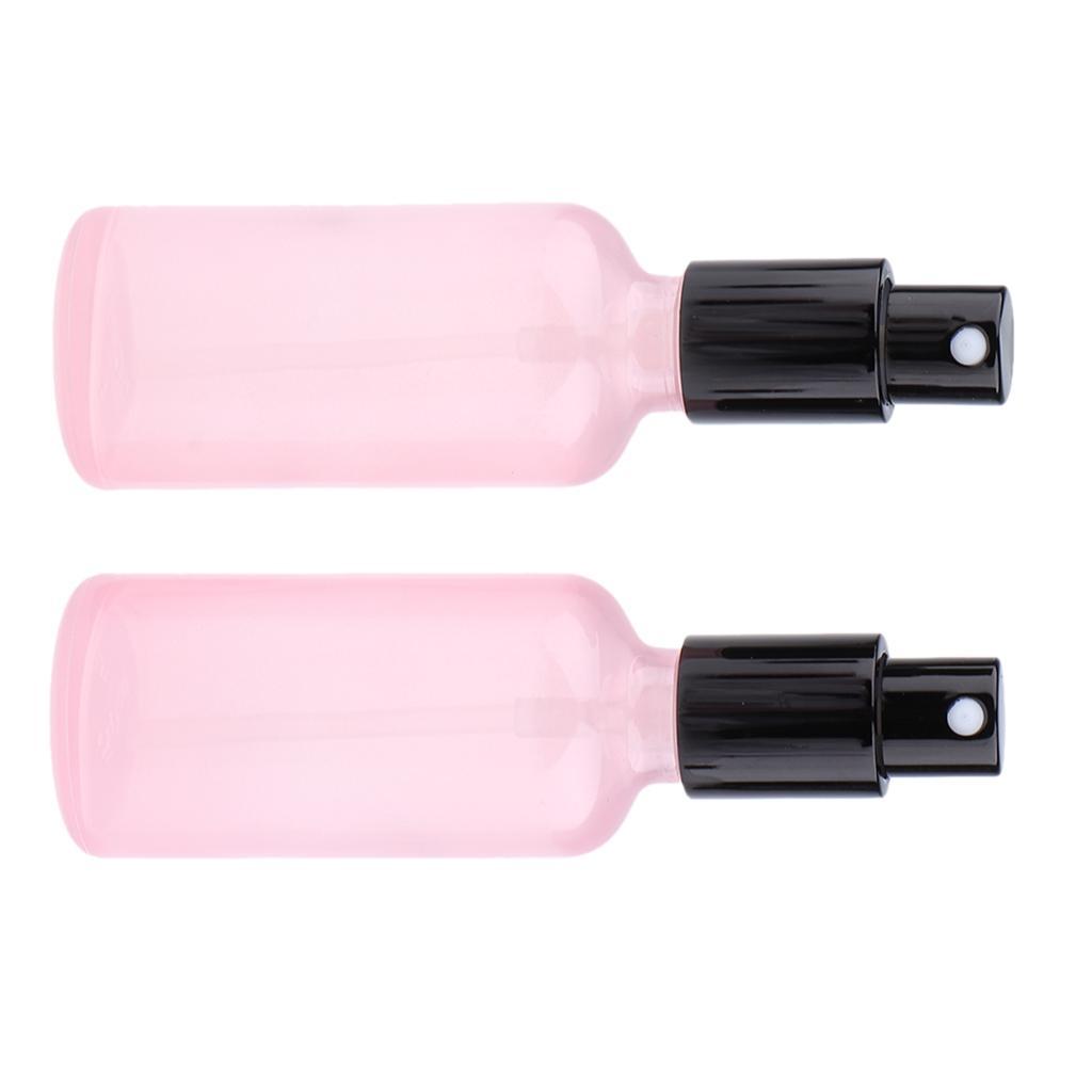 4pcs Pink Empty Glass Pump Spray Bottle Cosmetic Sprayer Container Dispenser