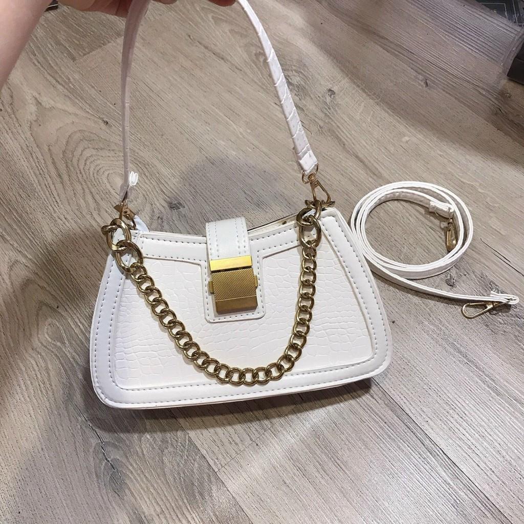 Túi kẹp nách khóa vuông có kèm dây đeo chéo size 22 Túi xách nữ LONAKENG hot trend Túi kèm 3 dây nha cả nhà