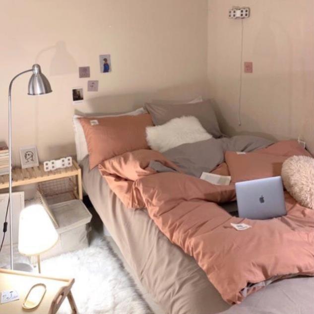 Bộ chăn ga gối Cotton TC Nhà Nhím Chăn ga gối trơn 4 món đủ size giường nệm HÀNG LOẠI 1