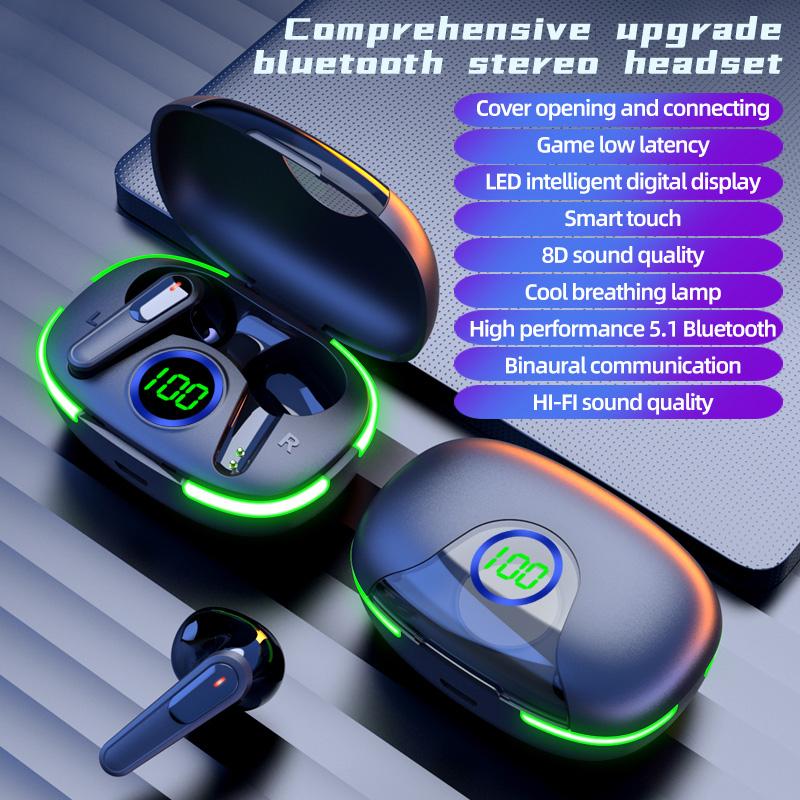 Pro80 tws fone bluetooth 5.1 tai nghe tai nghe không dây hifi tai nghe đèn LED màn hình không dây tai nghe không dây với mic cho điện thoại