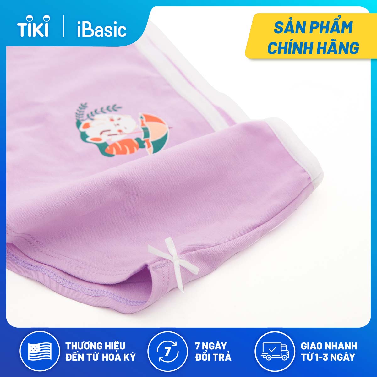 Hộp 3 quần lót bé gái cotton dạng đùi iBasic PANG009