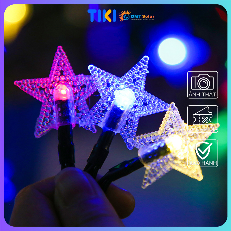 Đèn led dây ngôi sao năng lượng mặt trời dài 10m LD02 ~ 100 bóng [Ánh sáng vàng/Nhiều màu