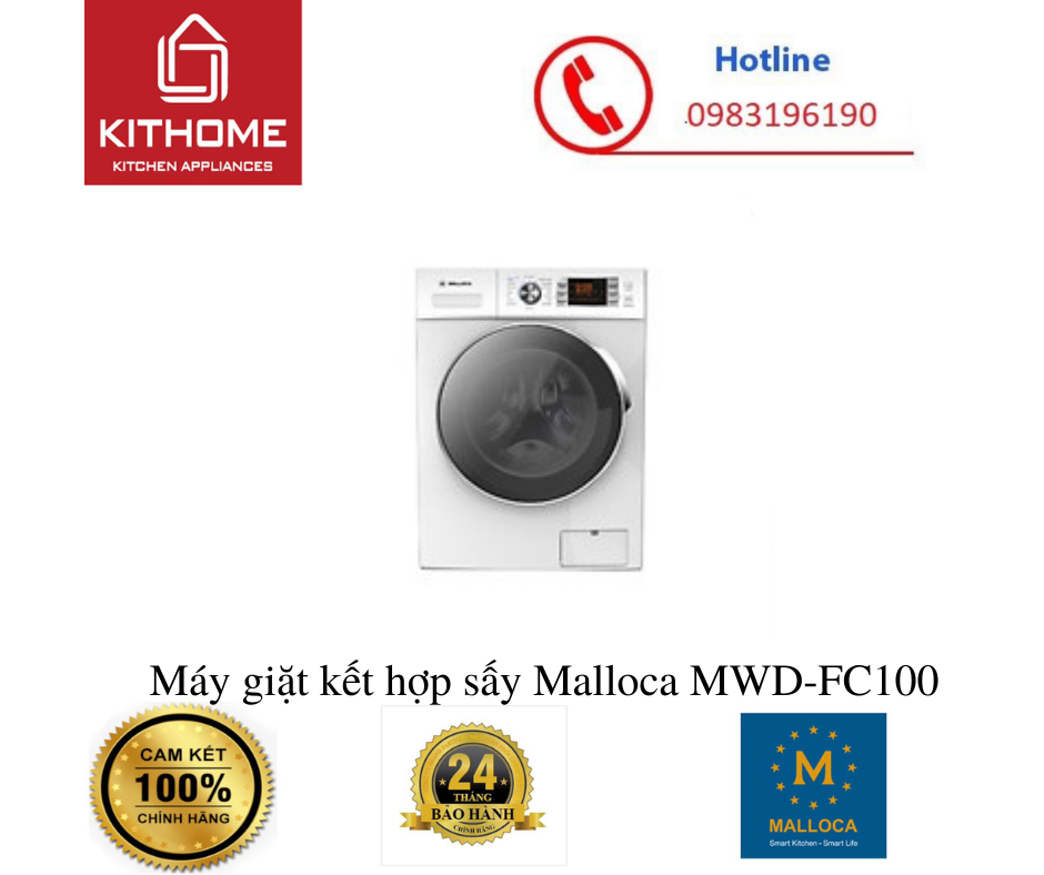 Máy giặt kết hợp sấy Malloca MWD-FC100 - Hàng Chính Hãng