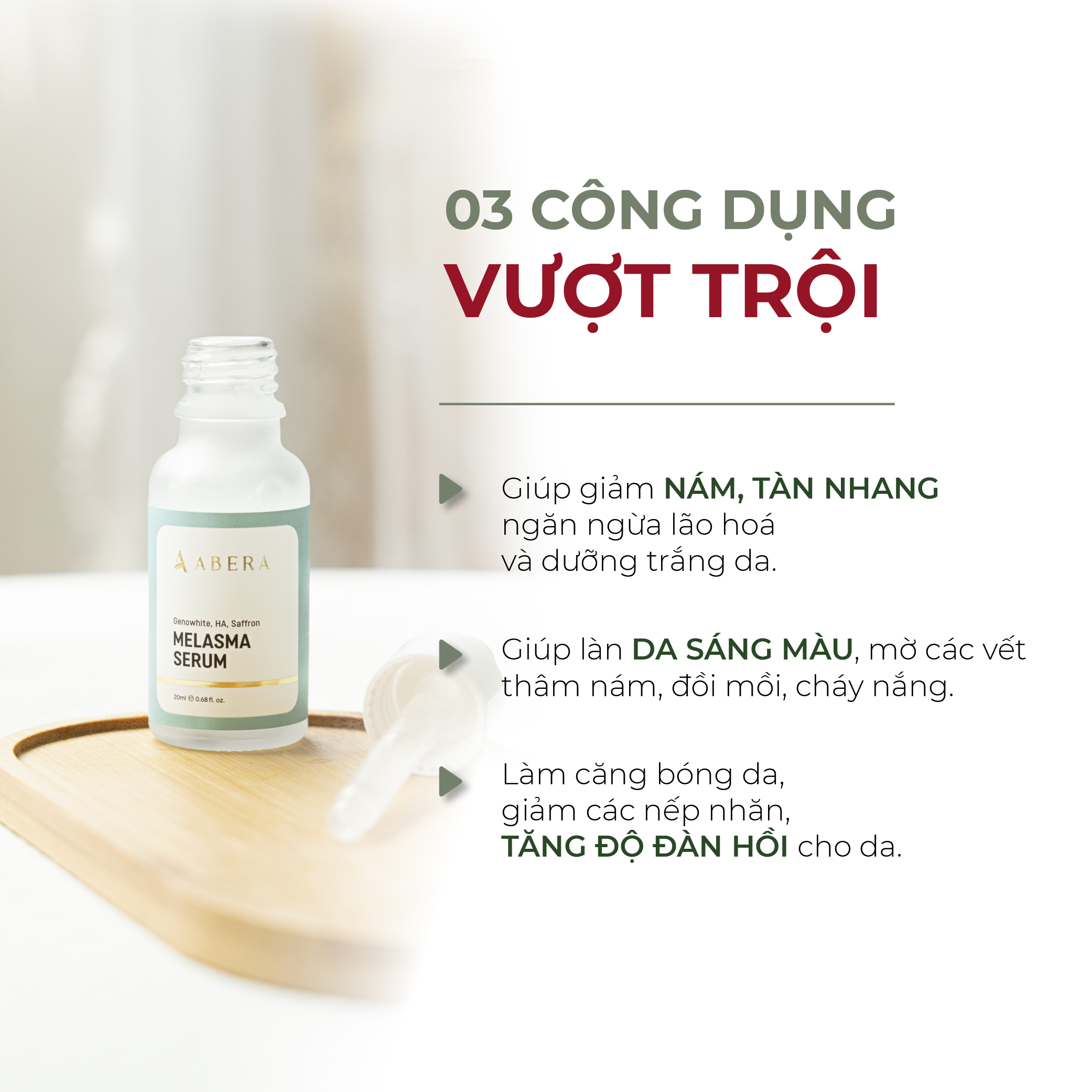 Serum Nám Da ABERA - Mờ Nám Hiệu Quả, Trắng Da Làn Da Sáng Mịn Không Tì Vết