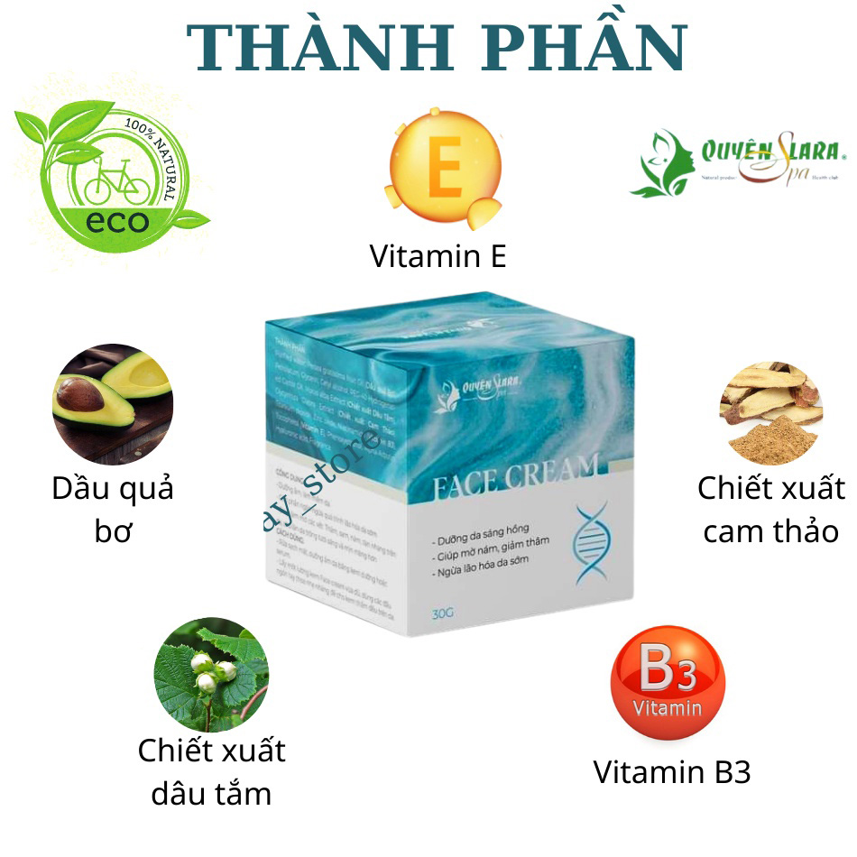 Hình ảnh Kem Dưỡng Da FACE CREAM Xanh Quyên Lara, Giúp Dưỡng Da Sáng Hồng, Giúp Mờ Nám, Giảm Thâm