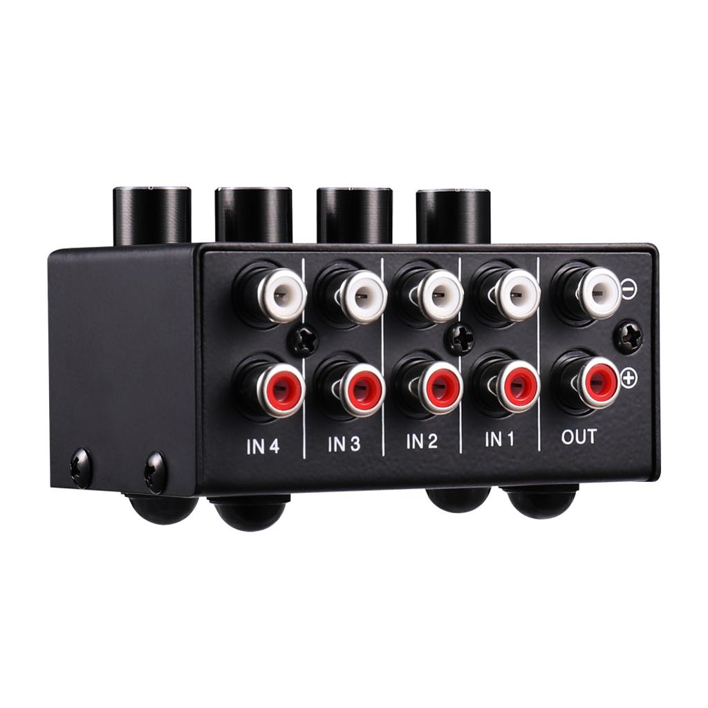 Mini Stereo Mixer 4 Channel Audio Mixes 4 in 1 Out for Desktop Laptop Phones