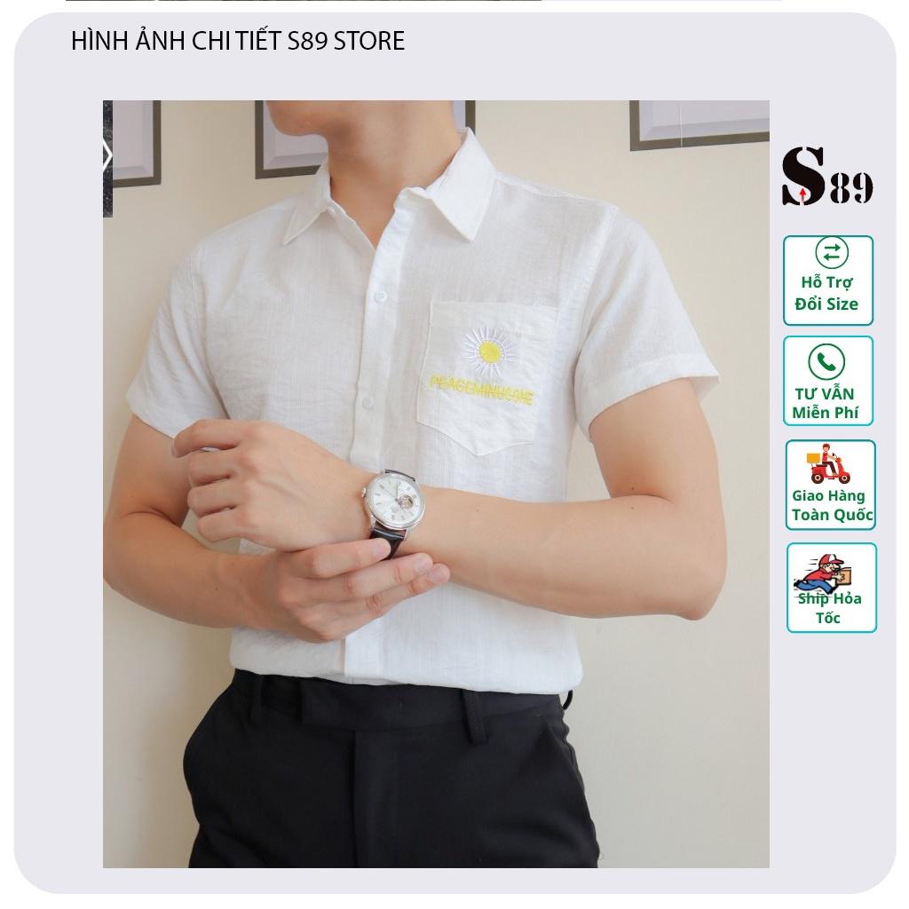 Áo đũi nam - áo sơ mi nam ngắn tay có túi vải đũi xước xịn thêu cúc