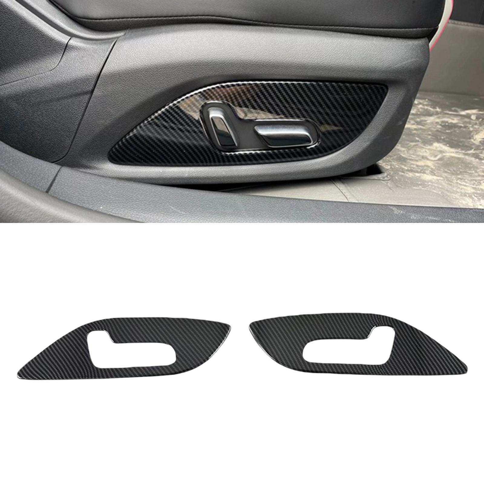 Carbon Fiber seat Adjustment Handle Button Panel Frame Stickers Decal Trims Cover for 05 Car Accessories Easy Installation