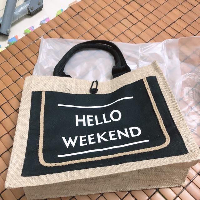 Túi Cói Hello Weekend Size 36cm Cao Cấp Siêu Xinh Thời Trang Hàn Quốc Loại Đẹp Dày Dặn (T046)