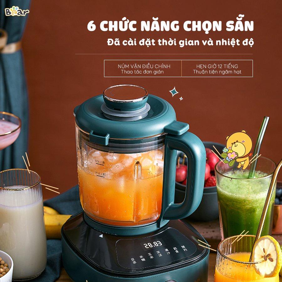 Máy Làm Sữa Hạt Bear PBJ-B06W1  Đa chức năng, cách âm không gây ồn, dùng cho 3-5 người - Hàng nhập khẩu