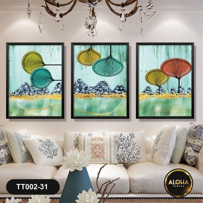 Bộ 3 Tranh Treo Tường Phòng Ngủ Hiện Đại Khung Gỗ Tranh Phòng Ăn Phòng Bếp Phòng Khách