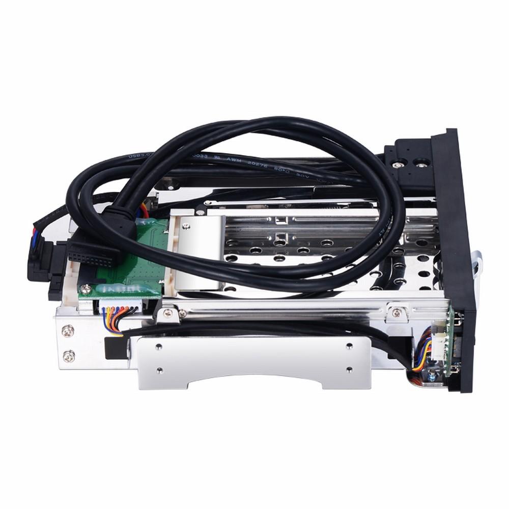 Internal Dual Slot Hard Disk Case 2.5+3.5 inch SATA HDD/SSD Enclosure Tool-free Design with 2 USB3.0 Ports Safety Locks