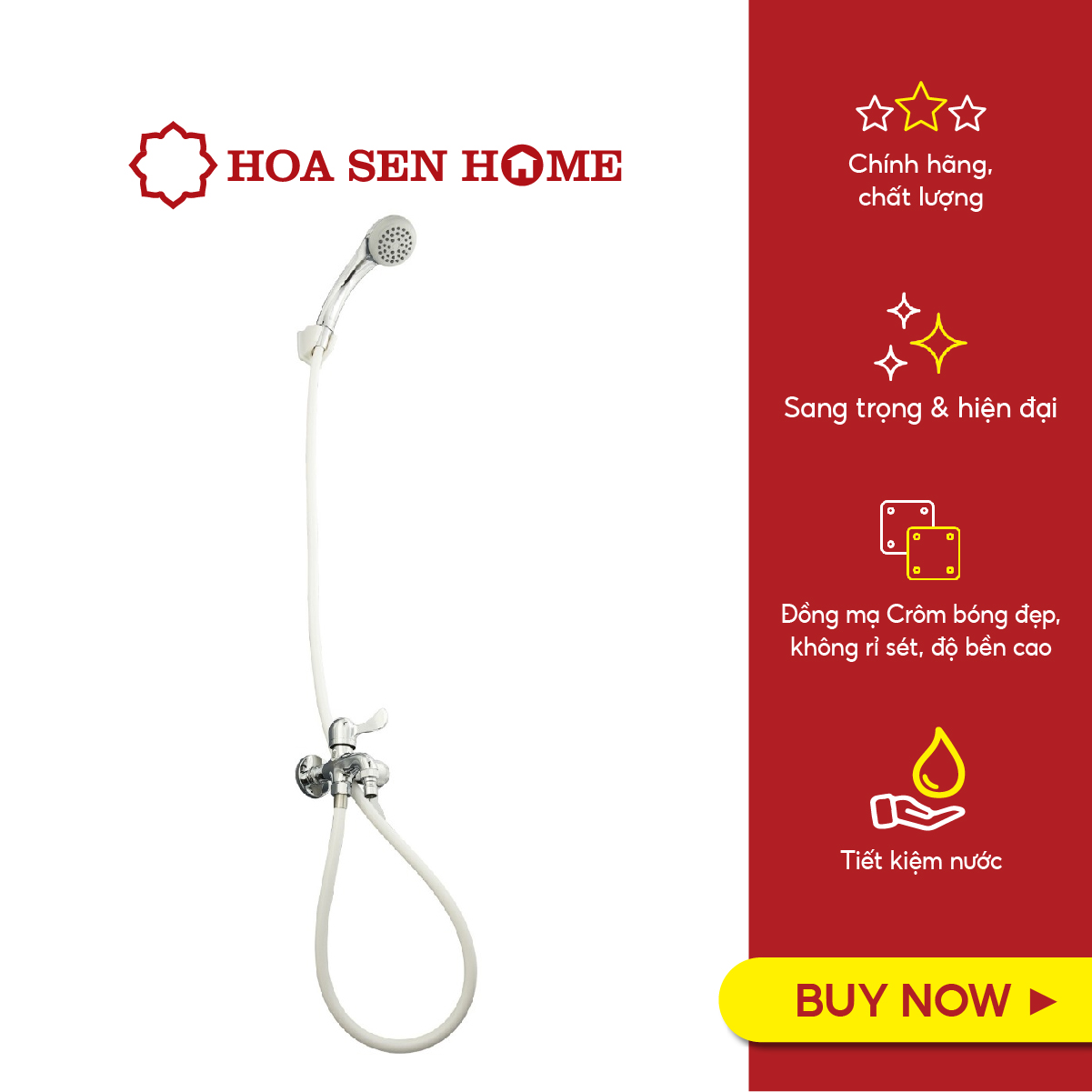 Sen tắm dây lạnh Viglacera VG508, chất liệu đồng nguyên chất, mạ crom - niken, đầu vòi kết cấu dạng tổ ong - Hoa Sen Home - Hàng chính hãng