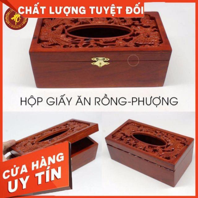 Hộp đựng giấy ăn RỒNG PHƯỢNG GỖ HƯƠNG cao cấp - BẢO HÀNH 1 ĐỔI 1