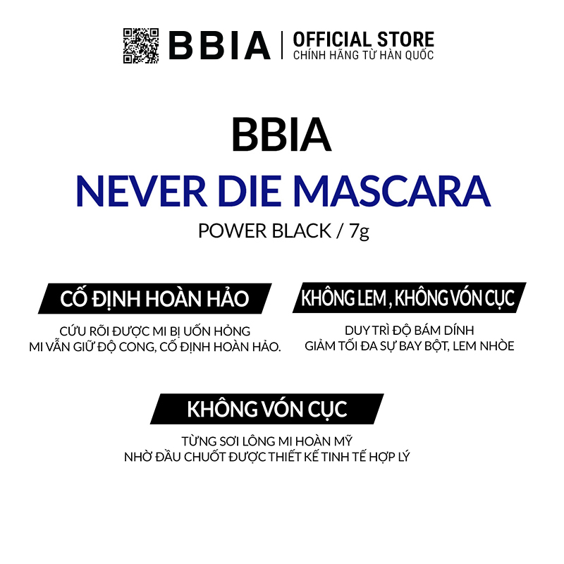 Bbia Never Die Mascara Power Black  7g