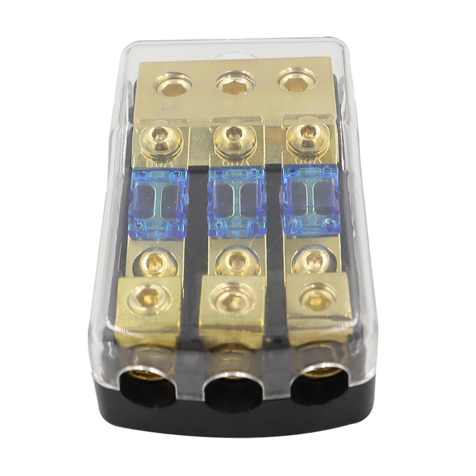 3 Way Fuse Holder Anl Fuse Box Quality 60A Zinc Alloy Replacement Easy to Install Car Accessories Fuse Distribution Block for Car Audio